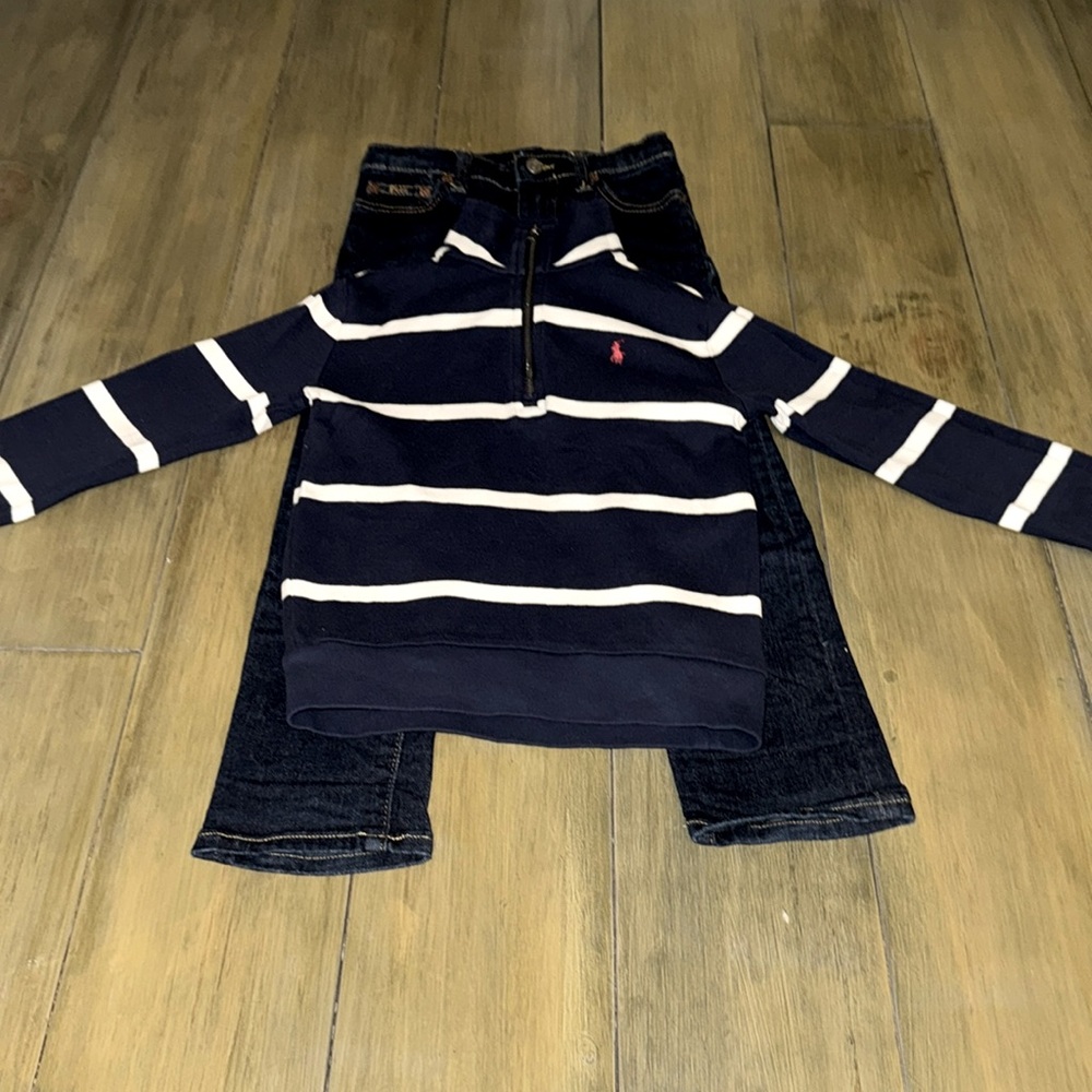 Polo Ralph Lauren outfit size 5 boys Hampton jeans and vintage pull over